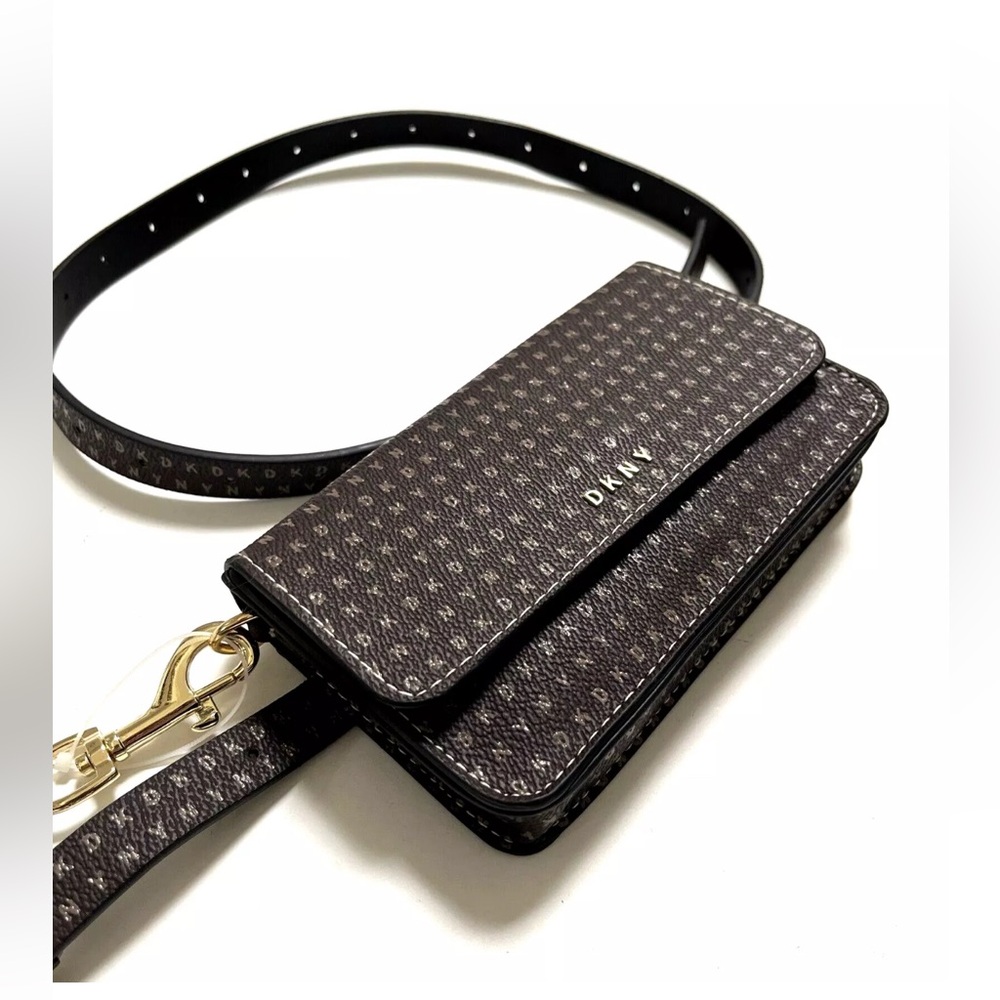 NWT Original DKNY Belt Waist Bag Fanny Brown L/XL Faux Leather R12IRJ48 Wristlet